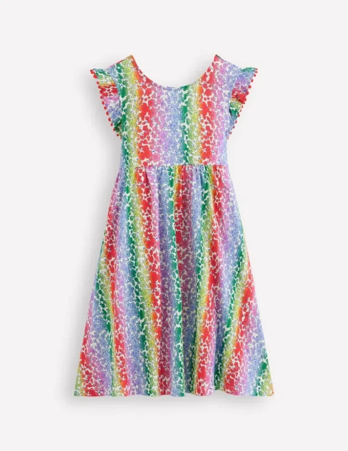 Bow Back Jersey Dress Rainbow Ombre Flowerbed Bow Back Jersey Dress Rainbow Ombre Flowerbed