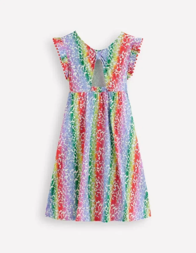 Bow Back Jersey Dress Rainbow Ombre Flowerbed Bow Back Jersey Dress Rainbow Ombre Flowerbed