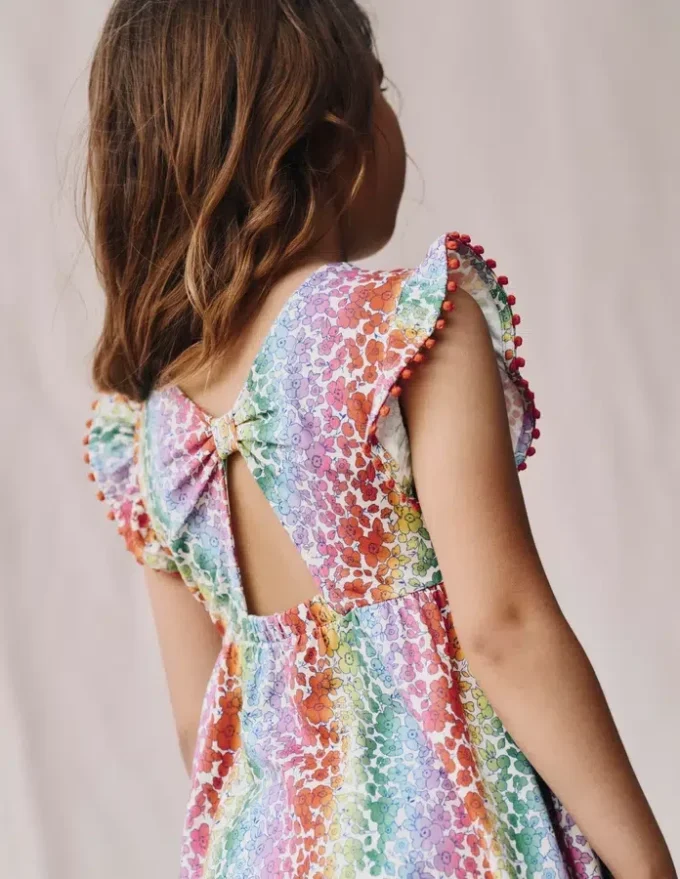 Bow Back Jersey Dress Rainbow Ombre Flowerbed Bow Back Jersey Dress Rainbow Ombre Flowerbed