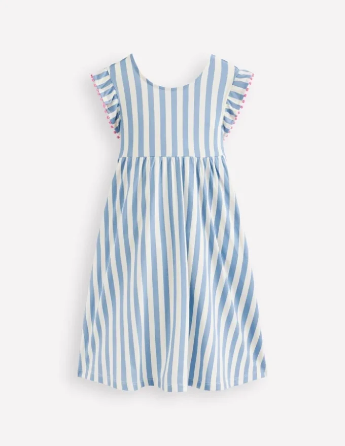 Bow Back Jersey Dress Salt Blue/ Ivory Stripe Bow Back Jersey Dress Salt Blue/ Ivory Stripe