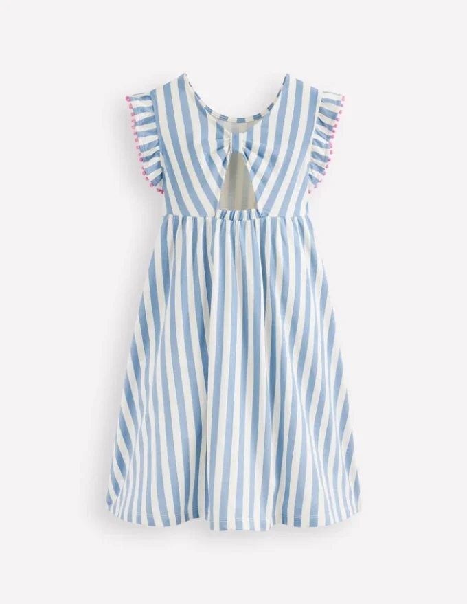 Bow Back Jersey Dress Salt Blue/ Ivory Stripe Bow Back Jersey Dress Salt Blue/ Ivory Stripe