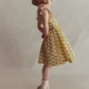 Bow Back Shirred Dress Honeycomb Yellow Flower Stem Bow Back Shirred Dress Honeycomb Yellow Flower Stem
