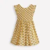 Bow Back Shirred Dress Honeycomb Yellow Flower Stem Bow Back Shirred Dress Honeycomb Yellow Flower Stem