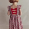 Bow Back Shirred Dress Pink Cherries