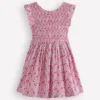 Bow Back Shirred Dress Pink Cherries