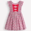 Bow Back Shirred Dress Pink Cherries