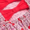 Bow Back Shirred Dress Pink Cherries