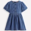 Bow Front Woven Dress Mid Vintage Denim Bow Front Woven Dress Mid Vintage Denim