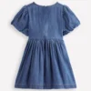 Bow Front Woven Dress Mid Vintage Denim Bow Front Woven Dress Mid Vintage Denim