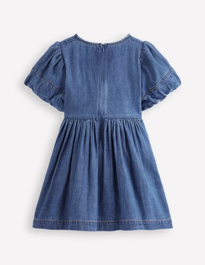 Bow Front Woven Dress Mid Vintage Denim Bow Front Woven Dress Mid Vintage Denim