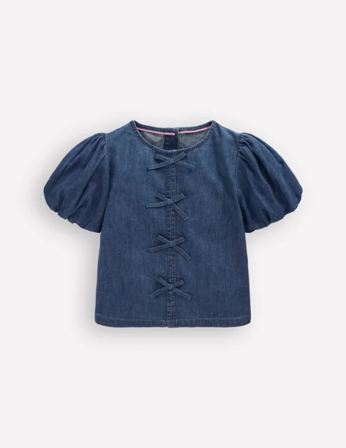 Bow Front Woven Top Chambray Bow Front Woven Top Chambray
