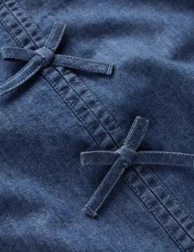 Bow Front Woven Top Chambray Bow Front Woven Top Chambray