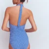 Bow Halter Swimsuit Bright Blue, Gingham Bow Halter Swimsuit Bright Blue, Gingham
