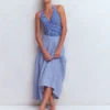 Bow Halter Swimsuit Bright Blue, Gingham Bow Halter Swimsuit Bright Blue, Gingham