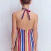 Bow Halter Swimsuit Multi Stripe Bow Halter Swimsuit Multi Stripe