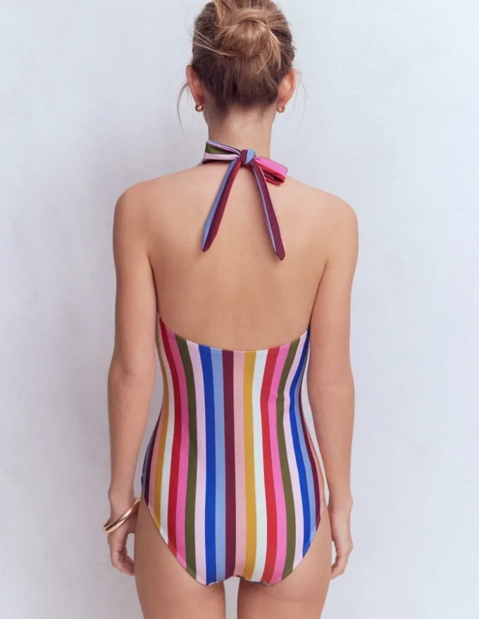 Bow Halter Swimsuit Multi Stripe Bow Halter Swimsuit Multi Stripe