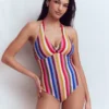 Bow Halter Swimsuit Multi Stripe Bow Halter Swimsuit Multi Stripe