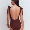 Bow Tie Shoulder Swimsuit Cinnamon Bow Tie Shoulder Swimsuit Cinnamon