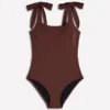 Bow Tie Shoulder Swimsuit Cinnamon Bow Tie Shoulder Swimsuit Cinnamon