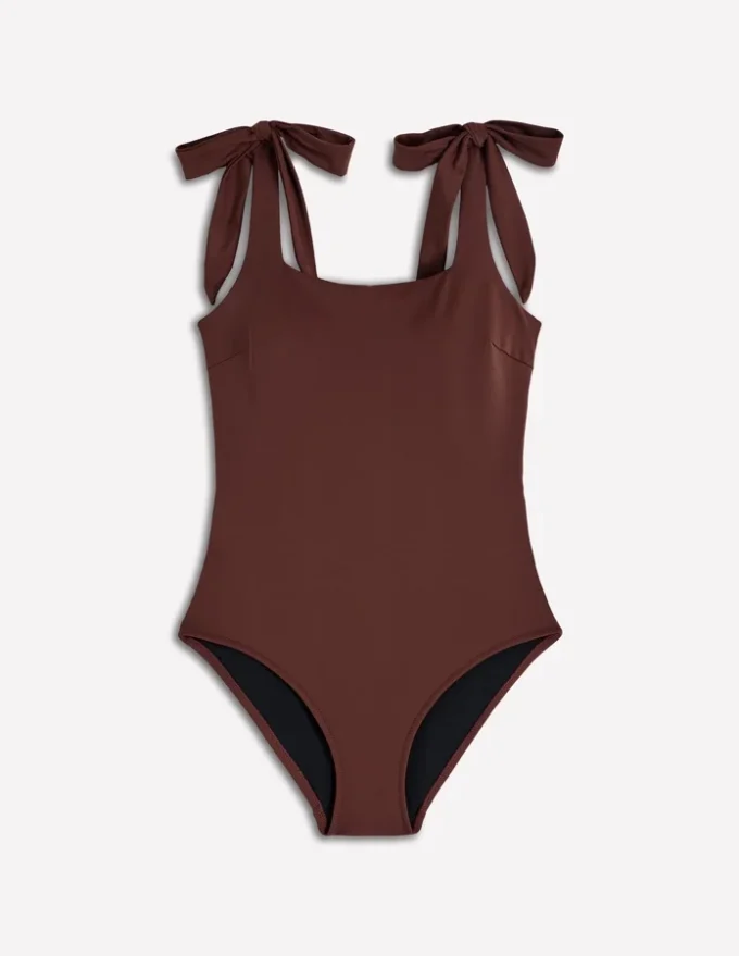 Bow Tie Shoulder Swimsuit Cinnamon Bow Tie Shoulder Swimsuit Cinnamon