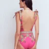 Bow Tie Shoulder Swimsuit Sangria Sunset, Blossom Bow Tie Shoulder Swimsuit Sangria Sunset, Blossom