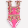 Bow Tie Shoulder Swimsuit Sangria Sunset, Blossom Bow Tie Shoulder Swimsuit Sangria Sunset, Blossom