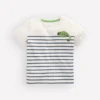 Boys Embroidered T-Shirt Blue Stripe Chameleon