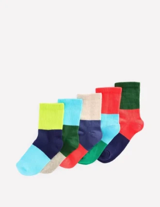 Boys Ribbed Socks 5 Pack Colour Block Boys Ribbed Socks 5 Pack Colour Block