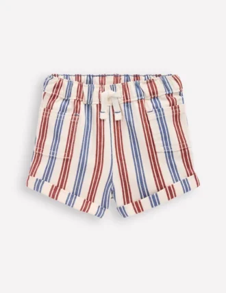 Boys Woven Shorts Blue and Red Stripe