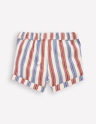 Boys Woven Shorts Blue and Red Stripe