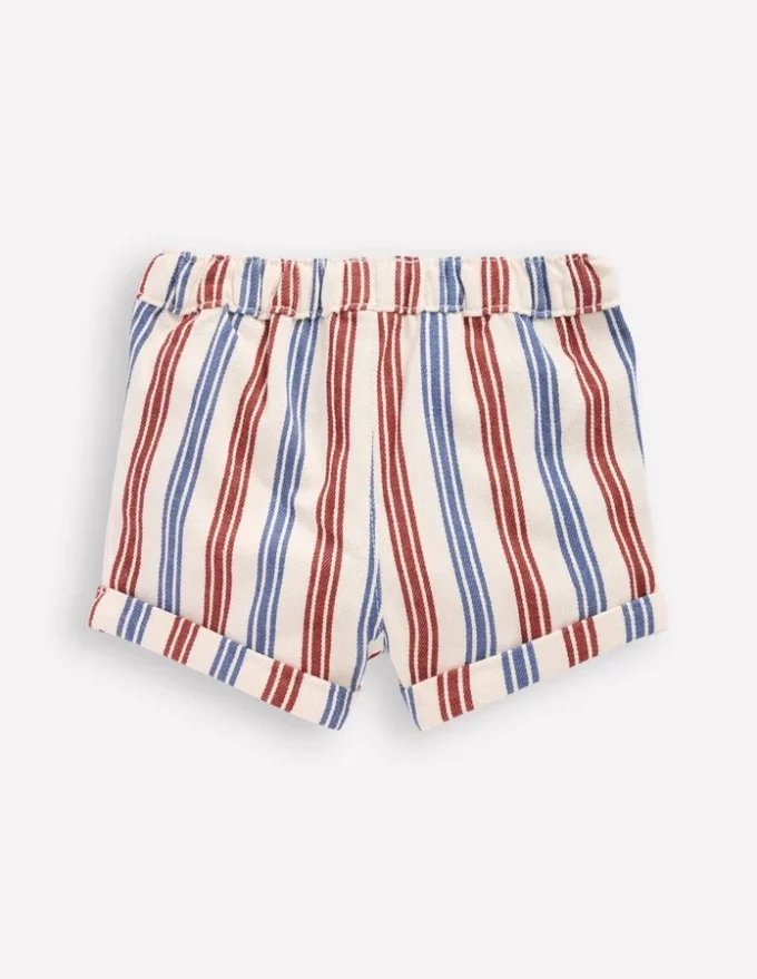 Boys Woven Shorts Blue and Red Stripe