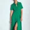 Bridget Ponte Shirt Dress Jewel Green