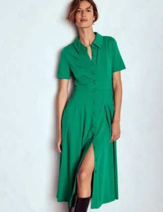 Bridget Ponte Shirt Dress Jewel Green
