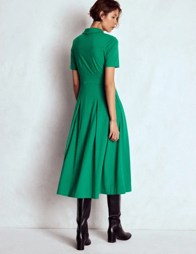 Bridget Ponte Shirt Dress Jewel Green