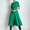 Bridget Ponte Shirt Dress Jewel Green