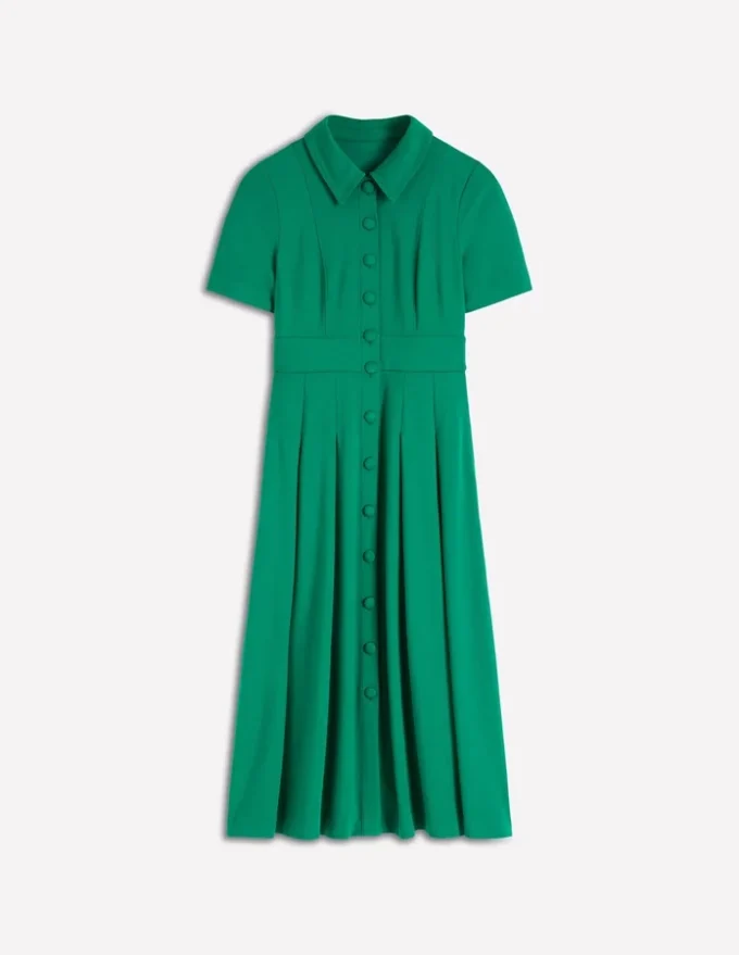 Bridget Ponte Shirt Dress Jewel Green