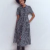 Bridget Ponte Shirt Dress Navy and Ivory Stripe Bridget Ponte Shirt Dress Navy and Ivory Stripe