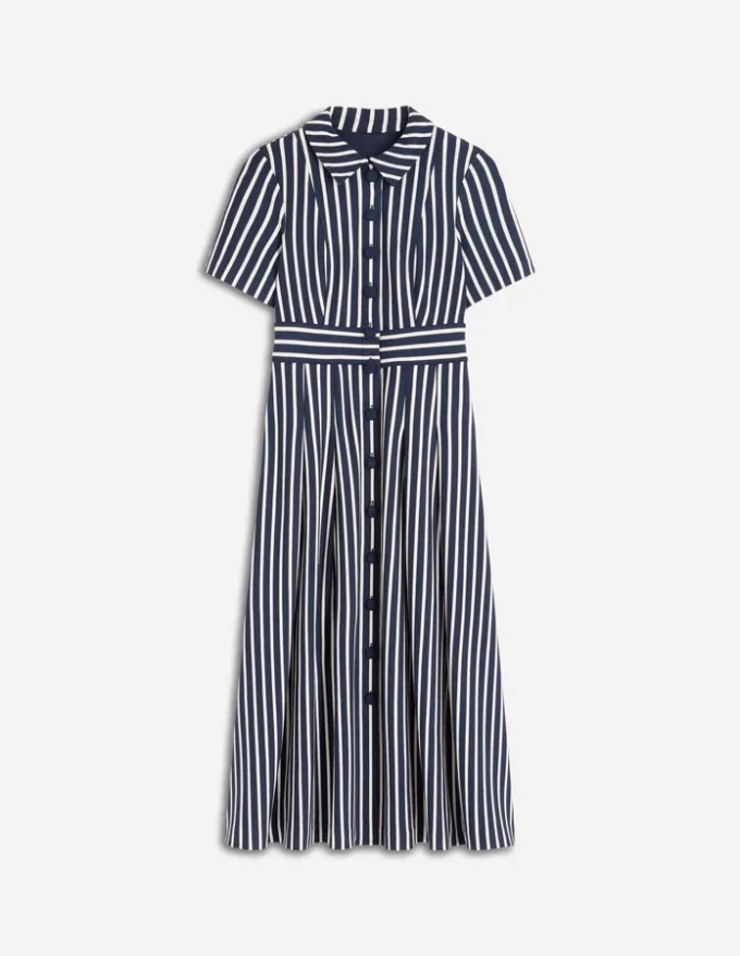 Bridget Ponte Shirt Dress Navy and Ivory Stripe Bridget Ponte Shirt Dress Navy and Ivory Stripe