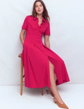 Bridget Ponte Shirt Dress Pomegranate