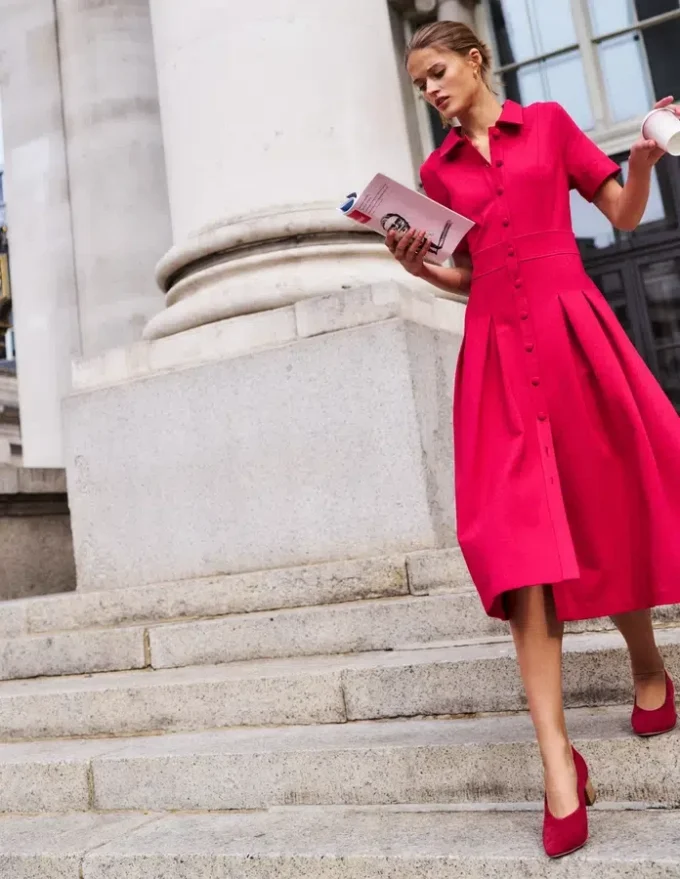 Bridget Ponte Shirt Dress Pomegranate Bridget Ponte Shirt Dress Pomegranate