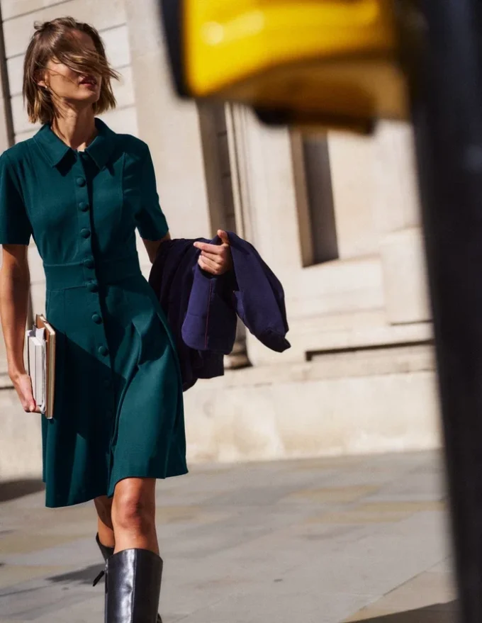 Bridget Ponte Short Dress Midnight Teal Bridget Ponte Short Dress Midnight Teal