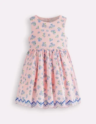Broderie Back Detail Dress Chalk Pink Ditsy