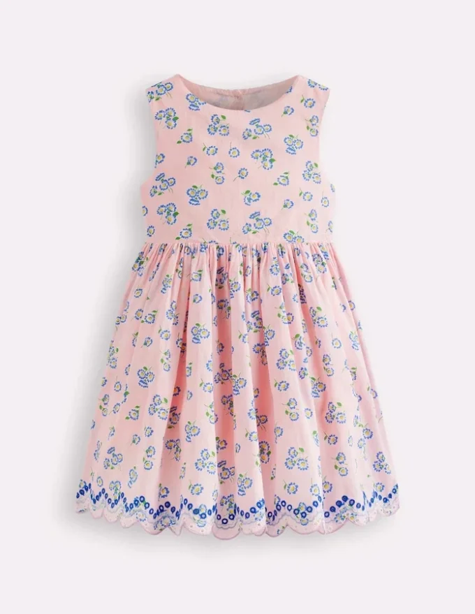 Broderie Back Detail Dress Chalk Pink Ditsy Broderie Back Detail Dress Chalk Pink Ditsy