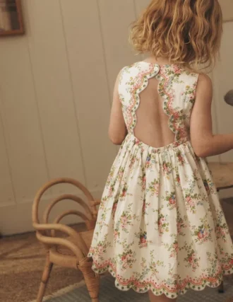 Broderie Back Detail Dress Soft Ivory Rosa