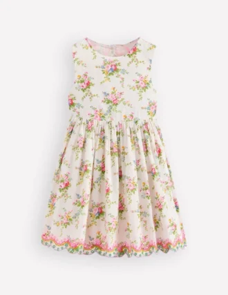 Broderie Back Detail Dress Soft Ivory Rosa