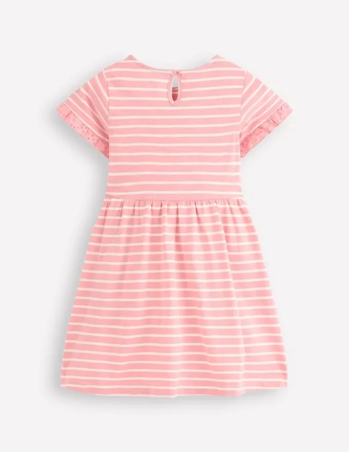 Broderie Pocket Jersey Dress Almond Pink Stripe Broderie Pocket Jersey Dress Almond Pink Stripe