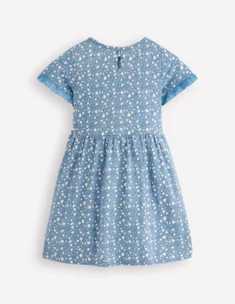 Broderie Pocket Jersey Dress Glacier Blue Tiny Tulip