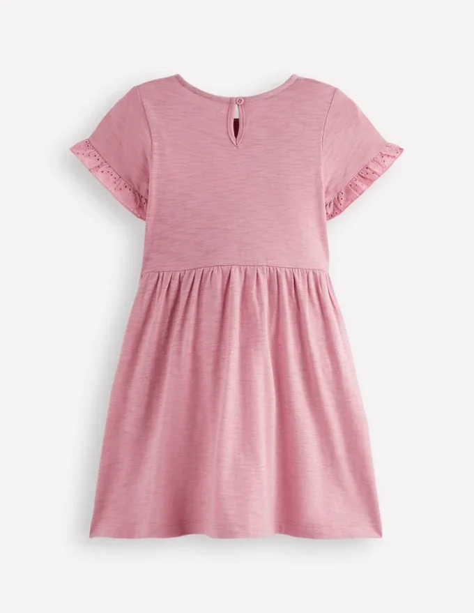Broderie Pocket Jersey Dress Pink Haze