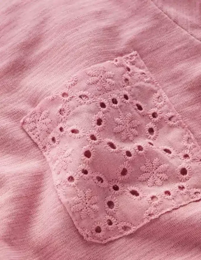 Broderie Pocket Jersey Dress Pink Haze