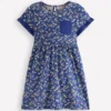 Broderie Pocket Jersey Dress Sapphire Blue Meadow Floral Broderie Pocket Jersey Dress Sapphire Blue Meadow Floral